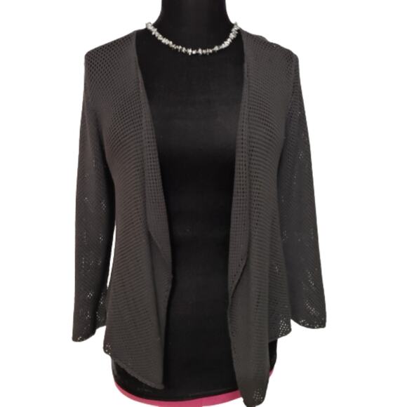 Nie + Zoe Silk Blend Black Open Cardigan Medium - Picture 1 of 9